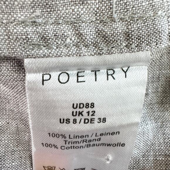 Poetry Women Midi Shift Dress Size 8 100% Linen Natural Lagenlook Neutral Summer - Picture 6 of 8